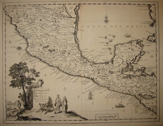 Albrizzi Giambattista (1698-1777) Carta geografica del Messico o sia della della Nuova Spagna 1750 Venezia 
